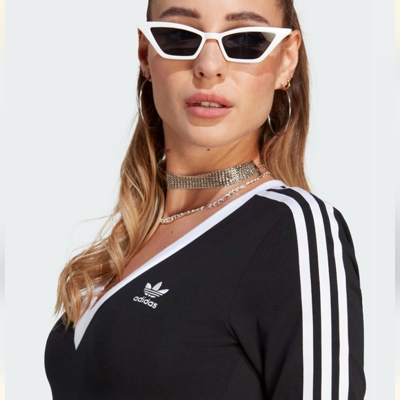 BNWT Adidas Adicolor Classics 3-Stripes Sporty Maxi Dress Black Sizes L, XL - Picture 6 of 6